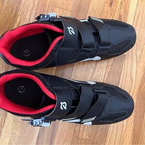 Peloton Black and Red Athletic Cycling Shoes
